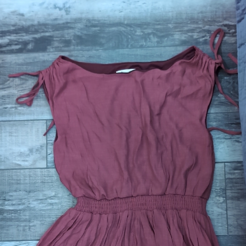 Joyfolie Burgundy Sleeveless Gia Dress with Tie Shoulders Mia Joy